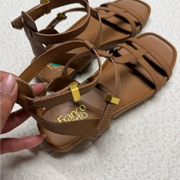 Franco Sarto Brown Strappy Sandals - Picture 4 of 10
